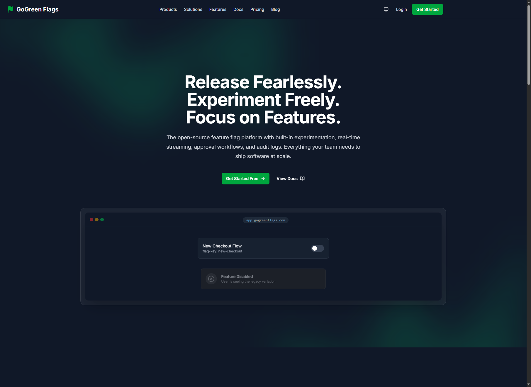 Screenshot of GoGreen Flags